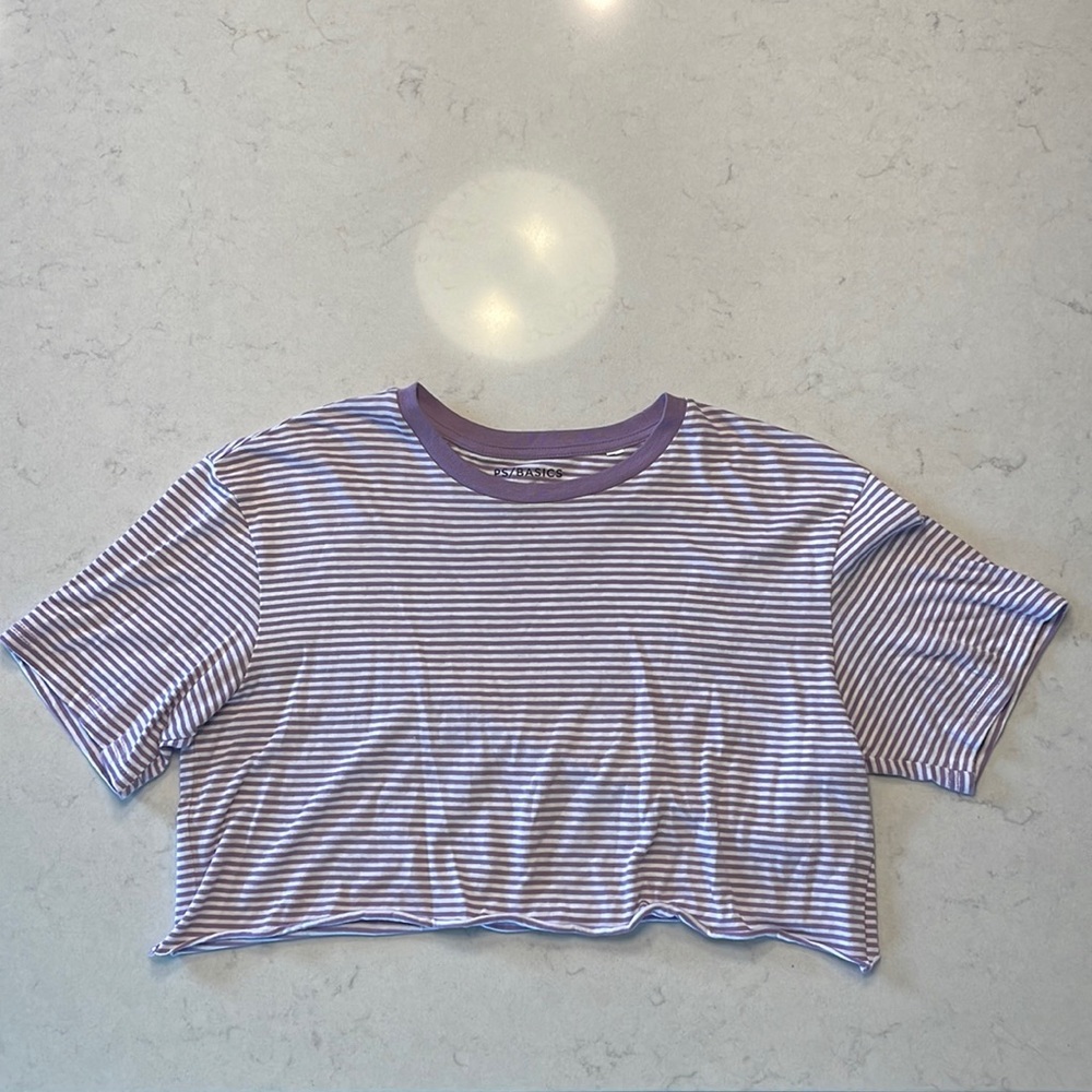 Pacsun basics striped cropped T-shirt (Womens Small)- like new condition
